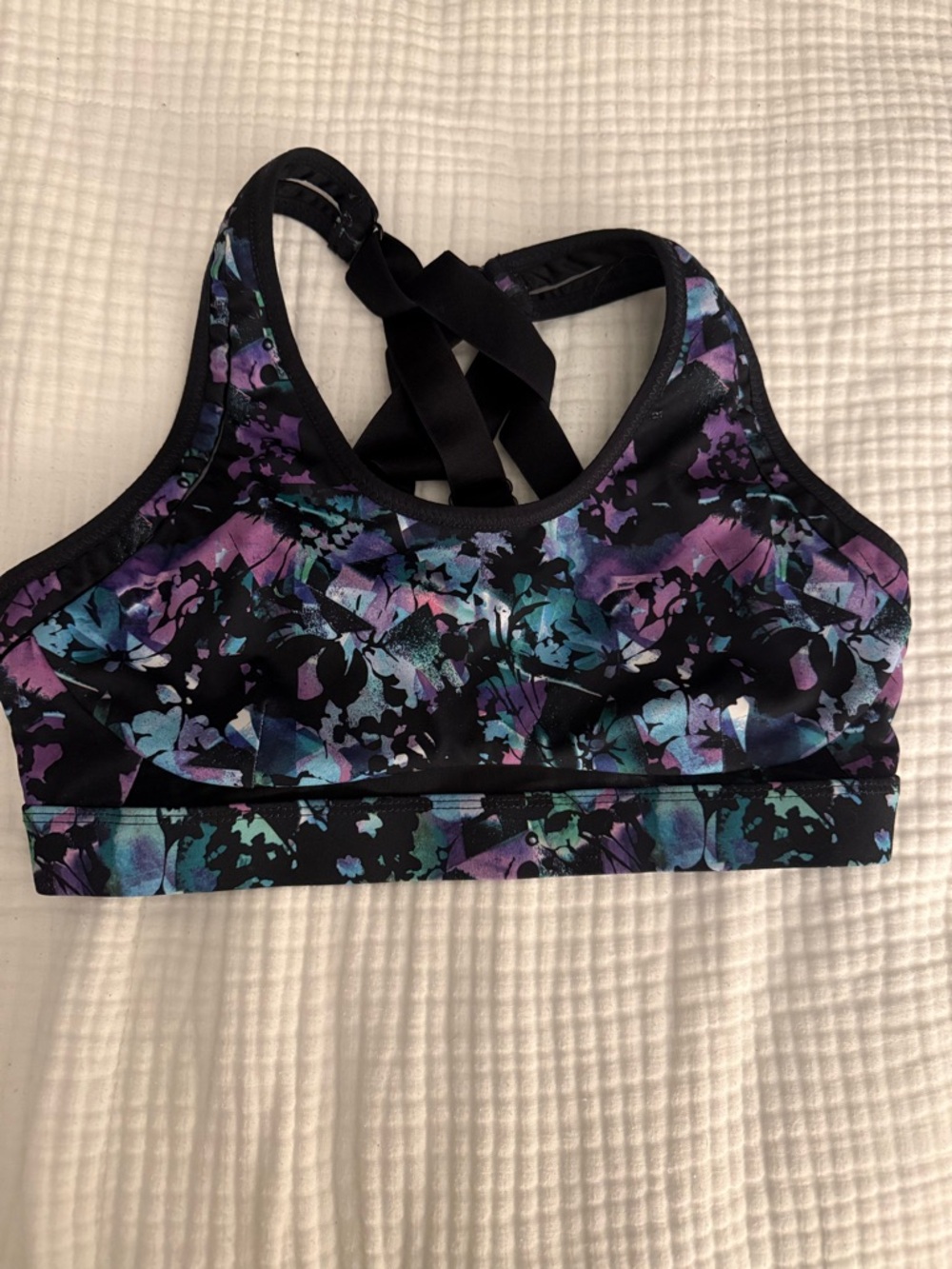 Black Multicolor Floral Sports Bra - Women Intimates